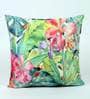 Green Florals Satin 16 x 16 Inches Cushion Cover