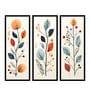 Floral Set Of 3 Multicolour Engineered Wood Wall Art Prints