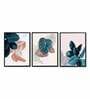 Flower Multicolour Canvas Framed Floral Art Print Set of 3