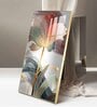 Floral Wave Glass Finish Vertical Wall Art