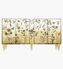 Floral Wooden Engraved Sideboard in White Finish