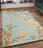 Blue Floral Wool 5 ft x 7 ft Hand Tufted Carpet