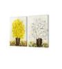 Floral White & Yellow Synthetic Wood (Set of 2) Art Prints