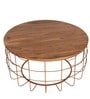Florence 36 Inch Coffee Table in Teak & Gold Finish