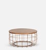 Florence 36 Inch Coffee Table in Teak & Gold Finish