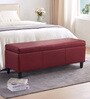 Florence Fabric Leathrette Storage Ottoman Ottoman in Red Burgundy Colour