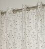 Florence Grey Cotton 230 GSM  Floral 5 Feet Room Darkening Eyelet Window Curtains (2 Pc)