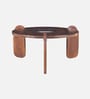 Florence Mango Wood Coffee Table In Tubbaq Finish With Brown Tinted Glass Top