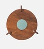 Florence Mango Wood Coffee Table In Tubbaq Finish With Leatherette Fabric Top