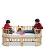 Florence Modular Crib with Lockable Wheels in Natural Finish