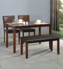 Floret 4 Seater Dining Set in Walnut Finish with Bench