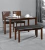 Floret 4 Seater Dining Set in Walnut Finish with Bench