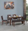 Floret 6 Seater Dining Set in Walnut Finish with Bench