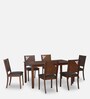 Floret 6 Seater Dining Set in Walnut Finish