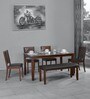 Floret 6 Seater Dining Set in Walnut Finish with Bench