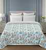 Florida 180 GSM Floral  Reversible All Season AC Comforter / Blanket / Quilt (Sky Blue, 220x240 CM)