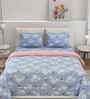Florida Floral AC Comforter with King Bedsheet & 2 Pillow Covers | All Season | Reversible | Soft & Fluffy (Blue, 220x240 CM)
