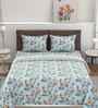 Florida Floral AC Comforter with King Bedsheet & 2 Pillow Covers | All Season | Reversible | Soft & Fluffy (Sky Blue, 220x240 CM)