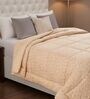 Beige Minimal Print Goose Down Filling 230 GSM Double Bed AC Comforter