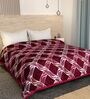 Maroon Printed Flannel Blanket Double Bed Ultra Soft 250 GSM Lightweight AC Blanket
