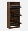 Florine 3 Tier Engineered Wood Shoe Cabinet in Walnut & Wenge Colour