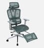Floro Breathable Mesh Ergonomic Chair in Grey Colour with Footrest