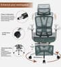 Floro Breathable Mesh Ergonomic Chair in Grey Colour with Footrest