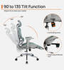 Floro Breathable Mesh Ergonomic Chair in Grey Colour with Footrest