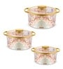 Florra Blue Gold Plastic & Steel Thermoware Casserole (Set of 3)
