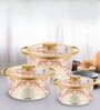 Florra Blue Gold Plastic & Steel Thermoware Casserole (Set of 3)