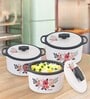 Florra Blue Plastic & Steel Thermoware Casserole (Set of 3)