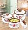 Florra Brown Plastic & Steel Thermoware Casserole (Set of 3)