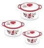 Florra Pink Plastic & Steel Thermoware Casserole (Set of 3)