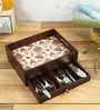 Flourish Tile  Brown MDF Wood Cutlery Holder