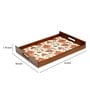 Flourish Tiled Brown Teak Wood & MDF Serving Tray (Set of 3) Reinvention factory