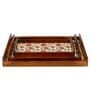 Flourish Tiled Brown Teak Wood & MDF Serving Tray (Set of 3) Reinvention factory