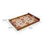Flourish Tiled Brown Teak Wood & MDF Serving Tray (Set of 3) Reinvention factory