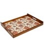 Flourish Tiled Brown Teak Wood & MDF Serving Tray Reinvention factory