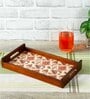 Flourish Tiled Brown Teak Wood & MDF Serving Tray Reinvention factory