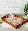Flourish Tiled Brown Teak Wood & MDF Serving Tray Reinvention factory