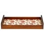 Flourish Tiled Brown Teak Wood & MDF Serving Tray Reinvention factory