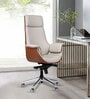 Flow Leatherette High Back Office Chair in Cream and Tan Colour