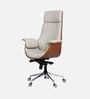 Flow Leatherette High Back Office Chair in Cream and Tan Colour