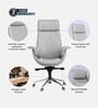 Flow Leatherette High Back Office Chair with Knee Tilt Mechanism  in Grey Colour
