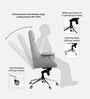 Flow Leatherette High Back Office Chair with Knee Tilt Mechanism  in Grey Colour