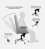 Flow Leatherette High Back Office Chair with Knee Tilt Mechanism  in Grey Colour