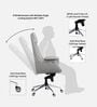 Flow Leatherette High Back Office Chair with Knee Tilt Mechanism  in Grey Colour