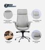 Flow Leatherette High Back Office Chair with Knee Tilt Mechanism  in Grey Colour