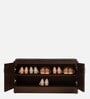 Flow Shoe Rack With Seating in Brown Teak Matte Finish