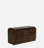 Flow Shoe Rack With Seating in Brown Teak Matte Finish